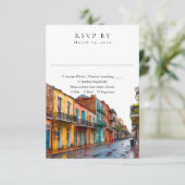 Elegant New Orleans Watercolor Wedding RSVP Kaartje (Staand voorkant)