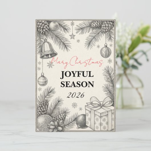 Elegant New Year 2026 Greeting Card Feestdagenkaart (Staand voorkant)