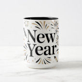Elegant New Year Celebration Mug Design Tweekleurige Koffiemok (Center)