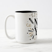Elegant New Year Celebration Mug Design Tweekleurige Koffiemok (Links)