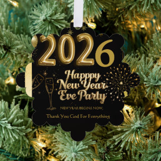 Elegant New Year Eve Paper Ornament Kaart