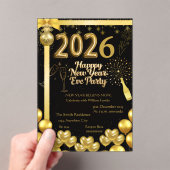 Elegant New Year Eve Party Invitation Card Acryl Uitnodigingen (Insitu (Draagbaar))