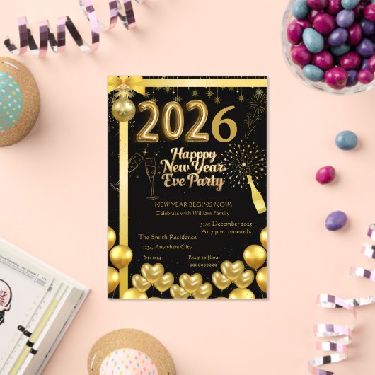 Elegant New Year Eve Party Invitation Card Acryl Uitnodigingen (Insitu (Viering))