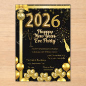 Elegant New Year Eve Party Invitation Card Acryl Uitnodigingen (Voorkant)