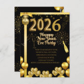 Elegant New Year Eve Party Invitation Card Briefkaart (Voorkant / Achterkant)