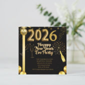 Elegant New Year Eve Party Invitation Card Feestdagenkaart (Staand voorkant)
