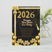 Elegant New Year Eve Party Invitation Card Kaart (Staand voorkant)