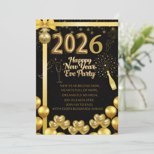 Elegant New Year Eve Party Invitation Card Kaart (Staand voorkant)