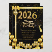Elegant New Year Eve Party Invitation Card Kaart (Voorkant / Achterkant)