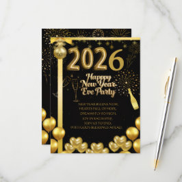 Elegant New Year Eve Party Invitation Card RSVP Kaartje