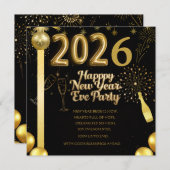 Elegant New Year Eve Party Invitation Card Save The Date (Voorkant / Achterkant)