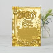 Elegant New Year Eve Party Invitation Foil Card Folie Uitnodiging (Staand Voorkant)