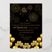 Elegant New Year Eve Party Invitation Foil Card Folie Uitnodiging (Achterkant)
