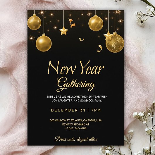 Elegant new year gathering party Invitation Kaart