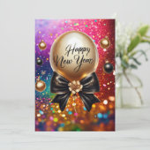 Elegant New Year Greeting  Feestdagenkaart (Staand voorkant)