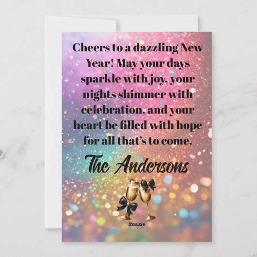 Elegant New Year Greeting  Feestdagenkaart (Achterkant)