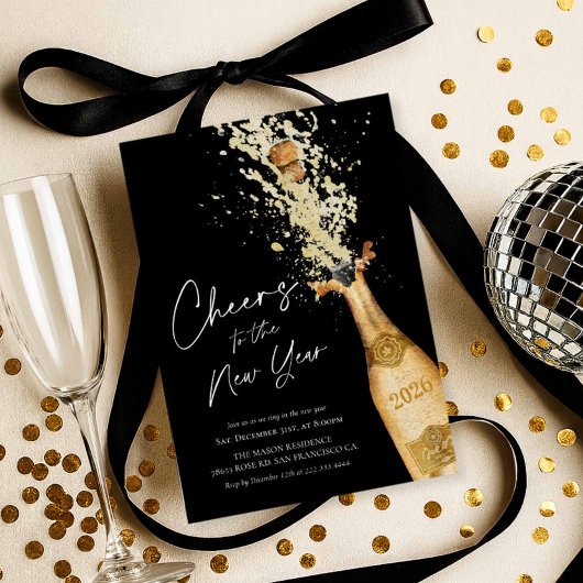 Elegant New Year Party Invitation Kaart