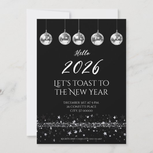 Elegant New Year’s Eve Party Invitation Kaart (Voorkant)