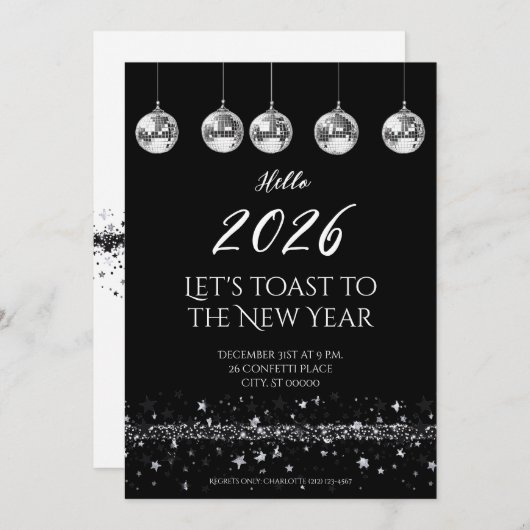 Elegant New Year’s Eve Party Invitation Kaart (Voorkant / Achterkant)