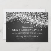 Elegant New Years Eva Party Sparking Wave Black Kaart (Voorkant)
