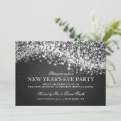 Elegant New Years Eva Party Sparking Wave Black Kaart (Staand voorkant)