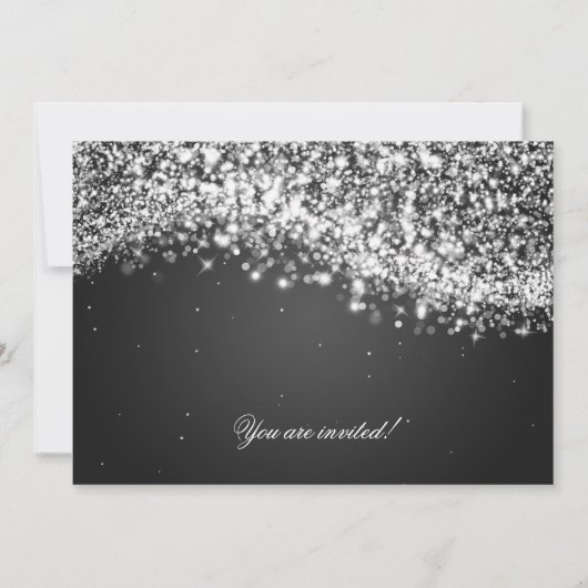 Elegant New Years Eva Party Sparking Wave Black Kaart (Achterkant)