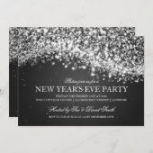 Elegant New Years Eva Party Sparking Wave Black Kaart (Voorkant / Achterkant)