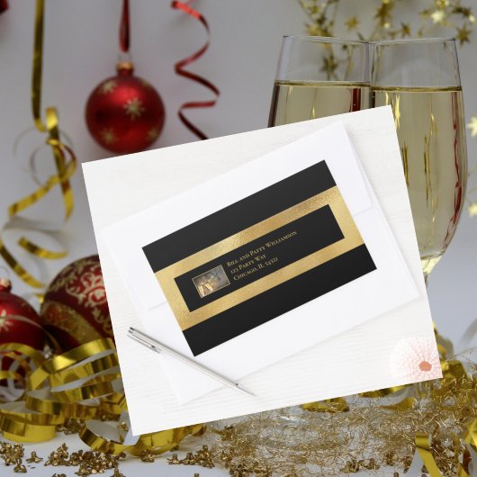 Elegant New Year's Eve Black Gold Large Address Rechthoekige Sticker