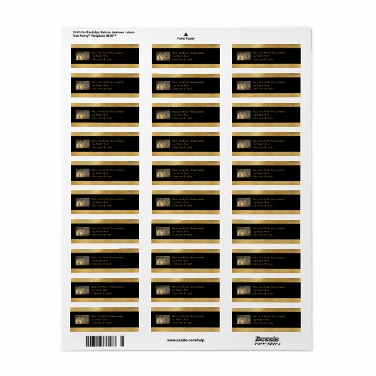 Elegant New Year's Eve Black Gold Party adres Etiket (Full Sheet)