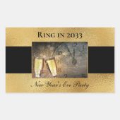 Elegant New Year's Eve Black Gold Party - Groot Rechthoekige Sticker (Voorkant)