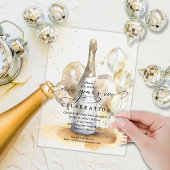 Elegant New Year's Eve Champagne & Balloons Acryl Uitnodigingen