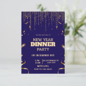 Elegant New Year's Eve Dinner Party Invitation Kaart (Staand voorkant)