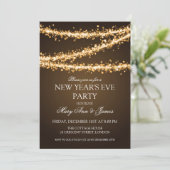 Elegant New Years Eve Gold String Lights Kaart (Staand voorkant)