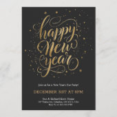 Elegant New Year's Eve invitation with gold script Kaart (Voorkant)