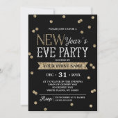 Elegant New Year's Eve Party Gold Glitter Confetti Kaart (Voorkant)