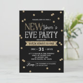 Elegant New Year's Eve Party Gold Glitter Confetti Kaart (Staand voorkant)
