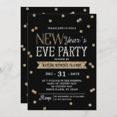 Elegant New Year's Eve Party Gold Glitter Confetti Kaart (Voorkant / Achterkant)
