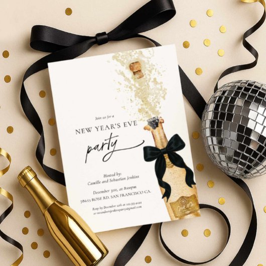 Elegant New Years Eve Party Invitation Kaart