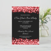 Elegant New Years Eve Party Sparkles Red Kaart (Staand voorkant)