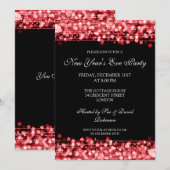 Elegant New Years Eve Party Sparkles Red Kaart (Voorkant / Achterkant)