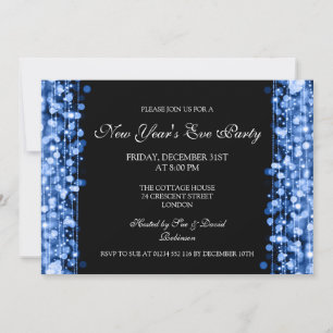 Elegant New Years Eve Sparkles Blue Kaart
