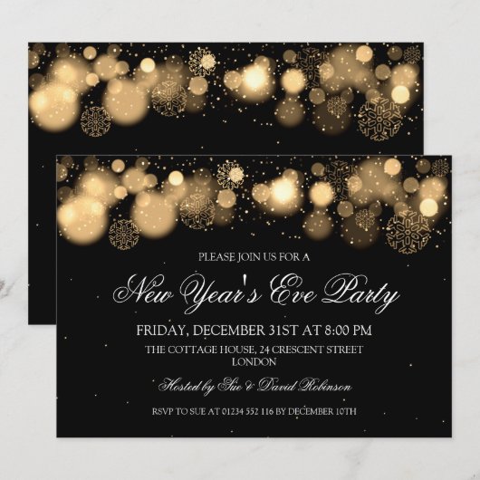 Elegant New Years Eve Winter Gold Kaart (Voorkant / Achterkant)