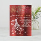 Elegant New Years Masquerade Invitation Kaart (Staand voorkant)