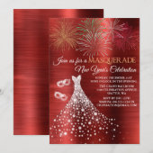 Elegant New Years Masquerade Invitation Kaart (Voorkant / Achterkant)