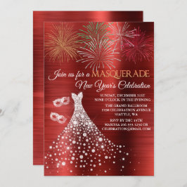 Elegant New Years Masquerade Invitation Kaart