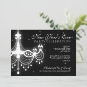 Elegant New Years ve Chandelier Black Kaart (Staand voorkant)