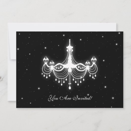 Elegant New Years ve Chandelier Black Kaart (Achterkant)