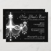 Elegant New Years ve Chandelier Black Kaart (Voorkant / Achterkant)