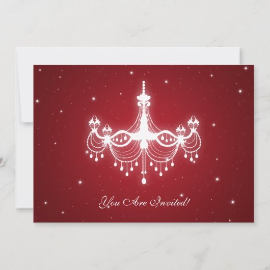 Elegant New Years ve Chandelier Red Kaart (Achterkant)