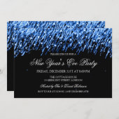 Elegant New Years ve Falling Blue Stars Kaart (Voorkant / Achterkant)